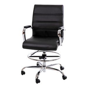 flash furniture mid-back adjustable foot ring metal drafting chair in black