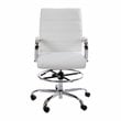 Flash Furniture Mid-Back Adjustable Foot Ring Metal Drafting Chair in White