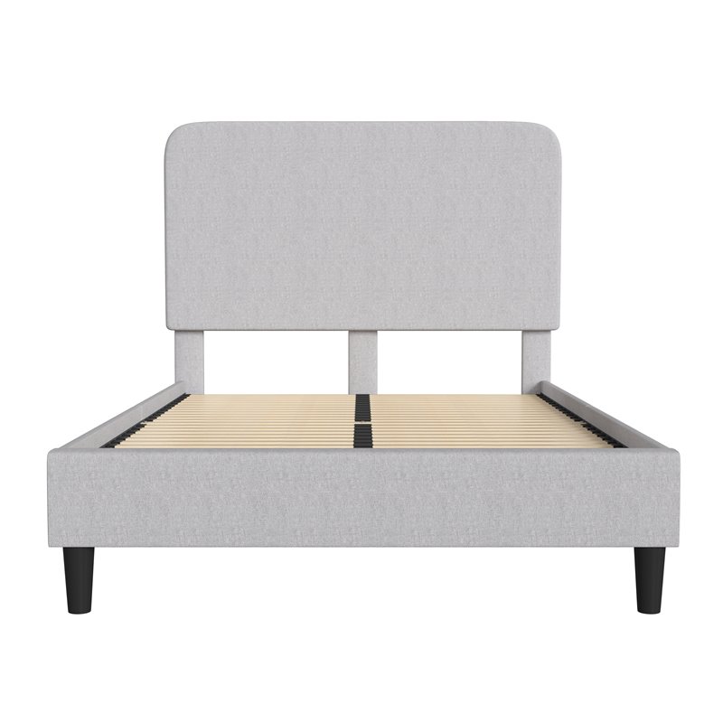 Flash Furniture Addison Fabric Full Platform Bed with Headboard in Gray