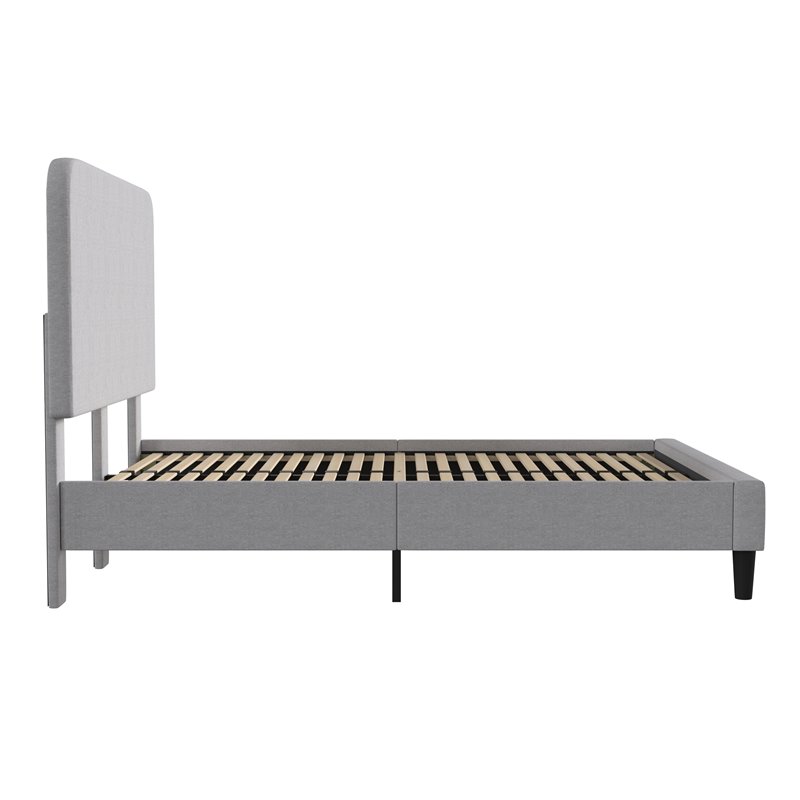 Flash Furniture Addison Fabric Full Platform Bed with Headboard in Gray