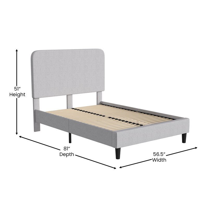 Flash Furniture Addison Fabric Full Platform Bed with Headboard in Gray