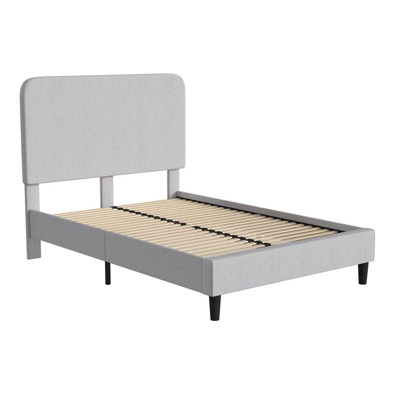 Flash Furniture Addison Fabric Full Platform Bed with Headboard in Gray