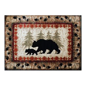 Flash Furniture Ursus 63.6&quot x 84&quot Wandering Bear & Cub Fabric Area Rug in Brown