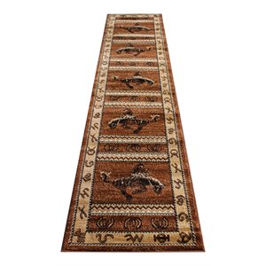 Flash Furniture Hoytt 28.8&quot x 130.8&quot Olefin Fabric Area Rug in Brown