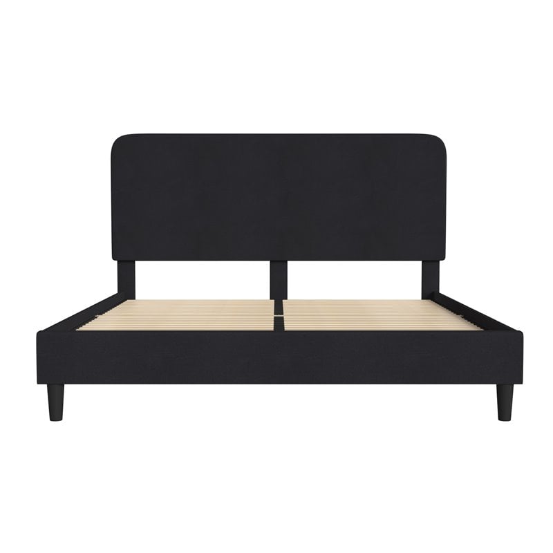Flash Furniture Addison Fabric King Platform Bed with Headboard in Charcoal