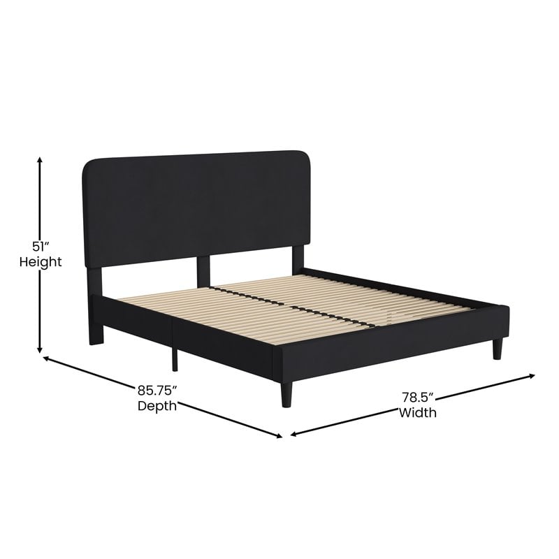 Flash Furniture Addison Fabric King Platform Bed with Headboard in Charcoal
