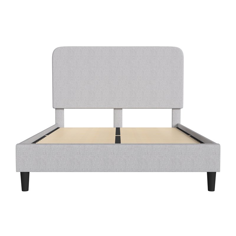 Flash Furniture Addison Fabric Queen Platform Bed with Headboard in Gray