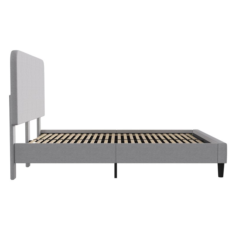 Flash Furniture Addison Fabric Queen Platform Bed with Headboard in Gray