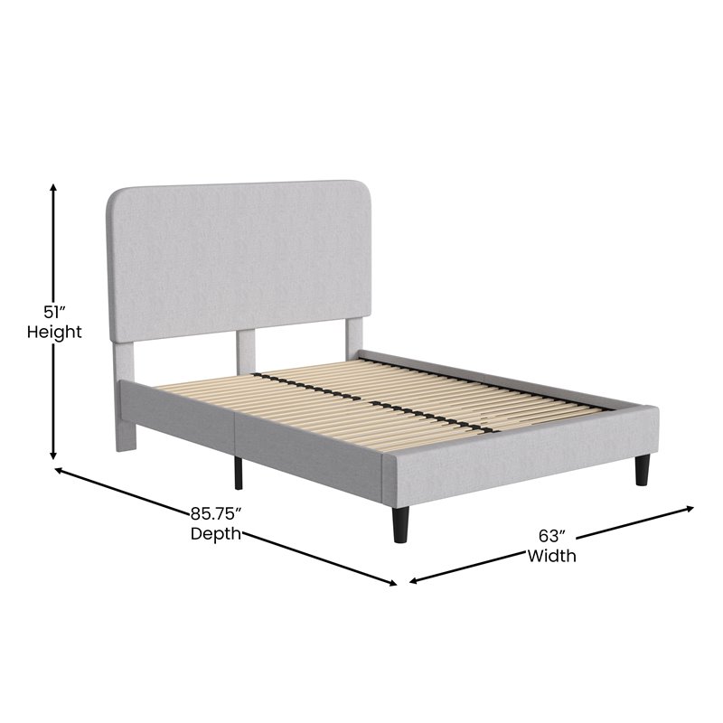 Flash Furniture Addison Fabric Queen Platform Bed with Headboard in Gray