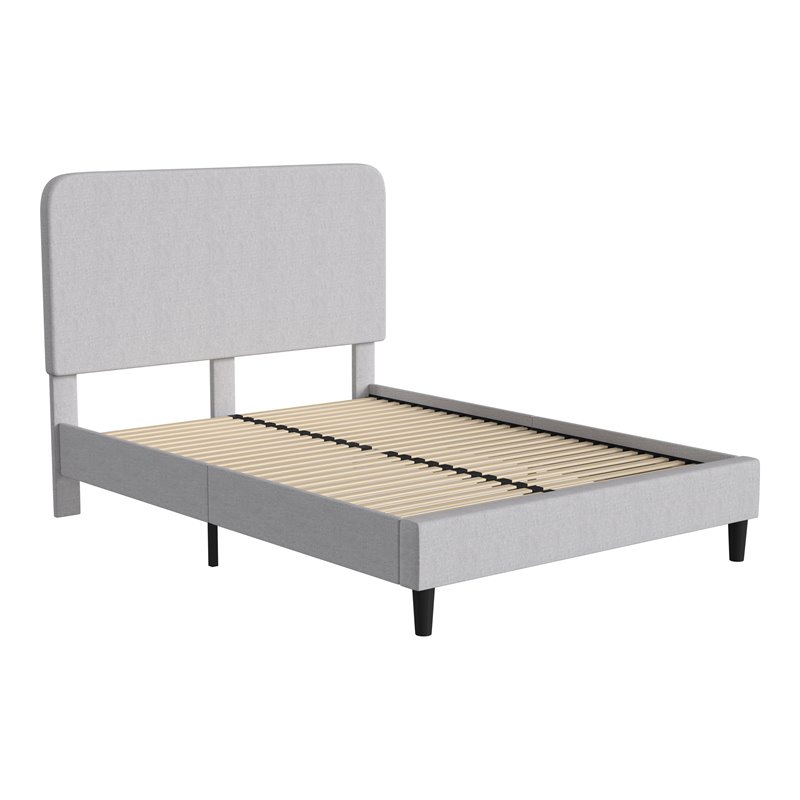 Flash Furniture Addison Fabric Queen Platform Bed with Headboard in Gray