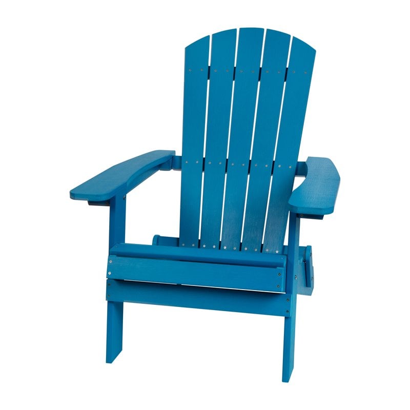 Flash Furniture Charlestown Resin 2 Adirondack Chairs & Side Table Set in Blue