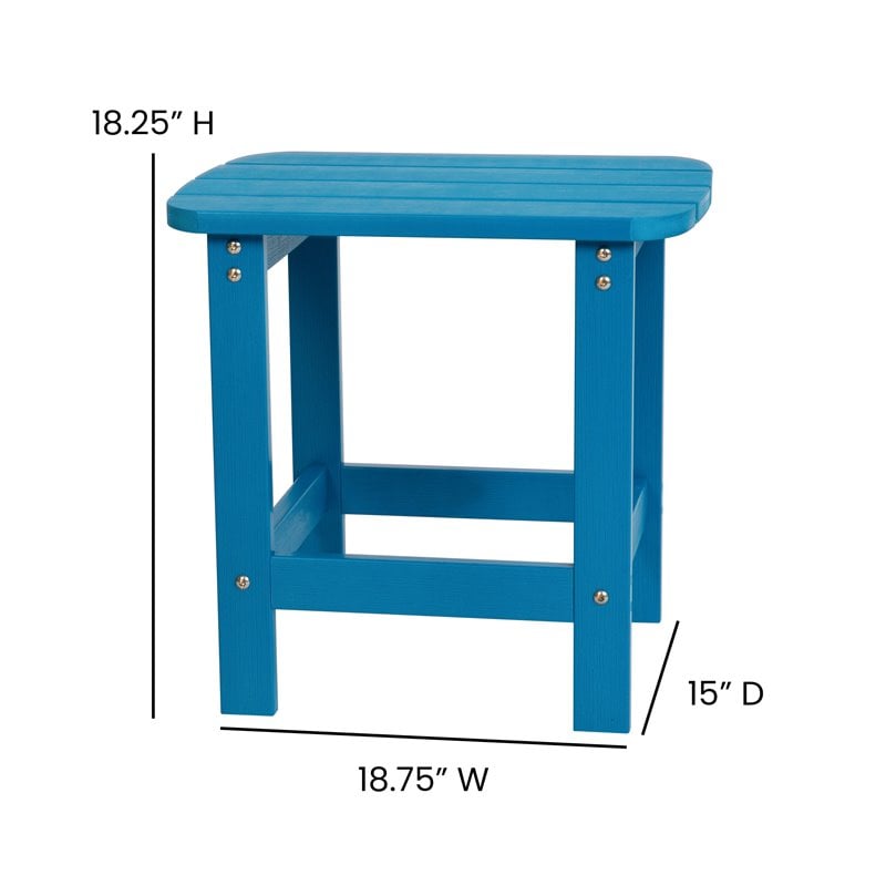 Flash Furniture Charlestown Resin 2 Adirondack Chairs & Side Table Set in Blue