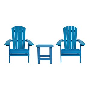 flash furniture charlestown resin 2 adirondack chairs & side table set in blue