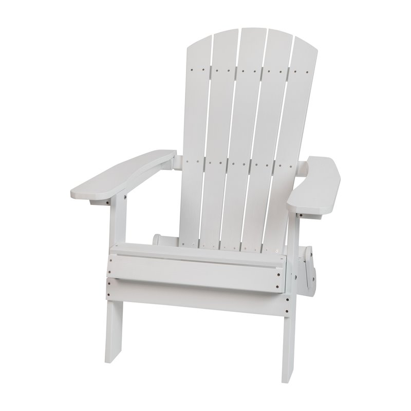 Flash Furniture Charlestown Resin 2 Adirondack Chairs & Side Table Set in White