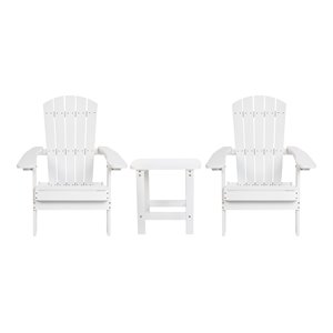 flash furniture charlestown resin 2 adirondack chairs & side table set in white