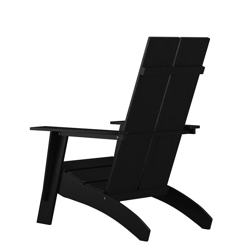 Flash Furniture Sawyer Dual Slat Back Resin Adirondack Patio Chair in Black