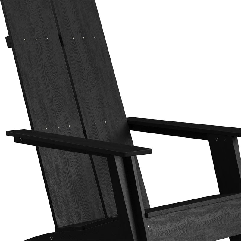 Flash Furniture Sawyer Dual Slat Back Resin Adirondack Patio Chair in Black