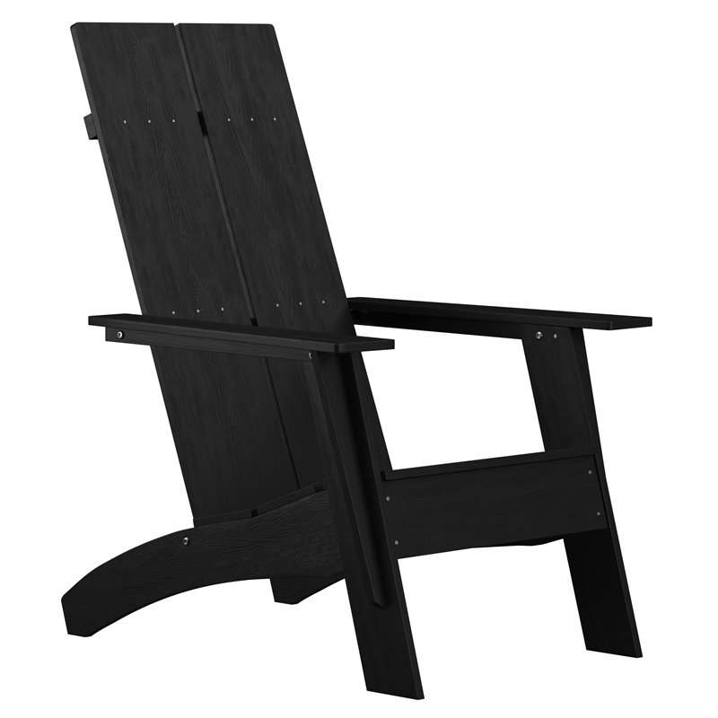 Flash Furniture Sawyer Dual Slat Back Resin Adirondack Patio Chair in Black
