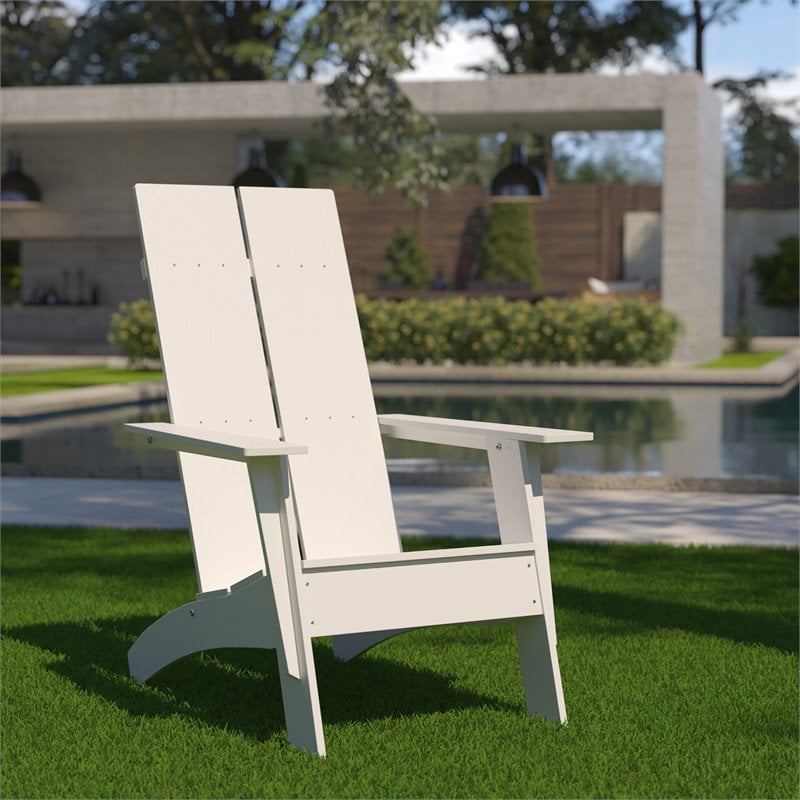 Flash Furniture Sawyer Dual Slat Back Resin Adirondack Patio Chair in White