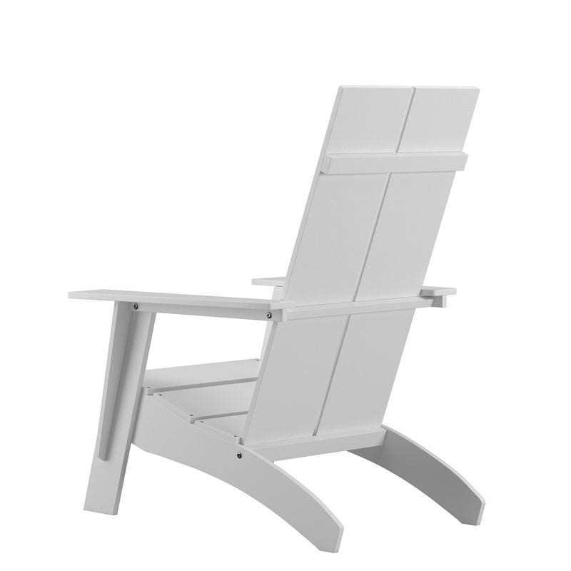 Flash Furniture Sawyer Dual Slat Back Resin Adirondack Patio Chair in White