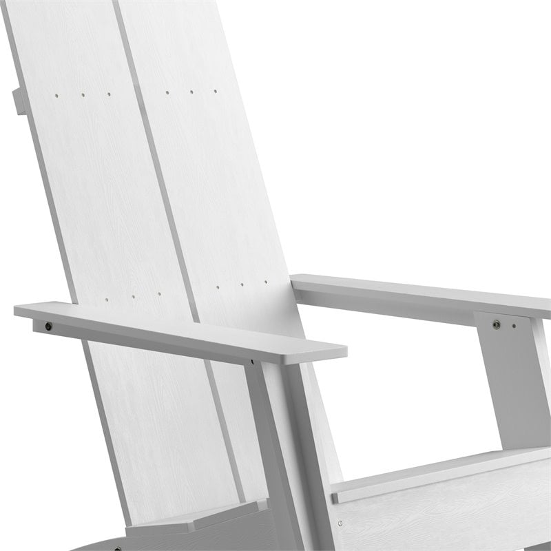 Flash Furniture Sawyer Dual Slat Back Resin Adirondack Patio Chair in White