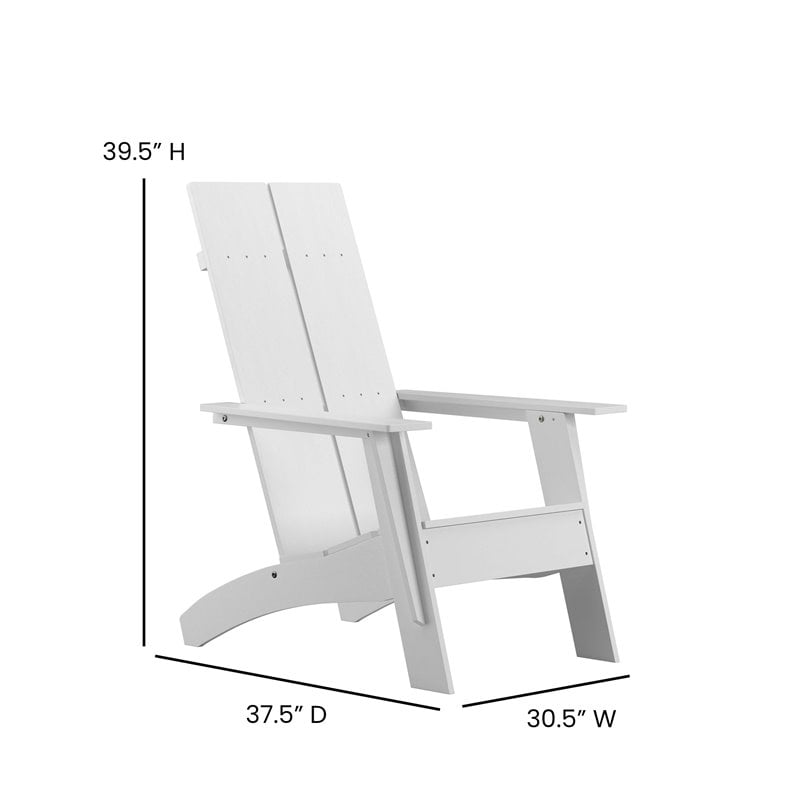 Flash Furniture Sawyer Dual Slat Back Resin Adirondack Patio Chair in White