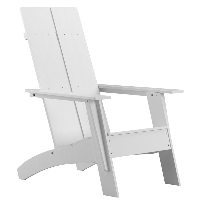 Flash Furniture Sawyer Dual Slat Back Resin Adirondack Patio Chair in White