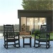 Flash Furniture Winston Resin Set 2 Rocking Chairs and Side Table in Black
