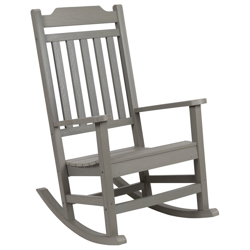 Flash Furniture Winston Resin Set 2 Rocking Chairs and Side Table in Gray