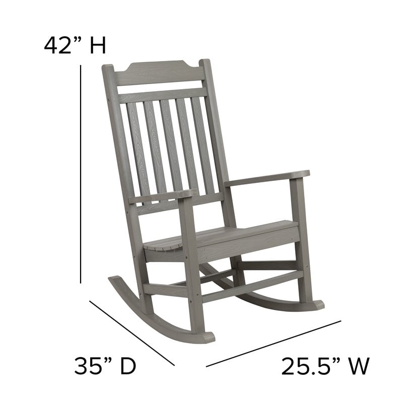 Flash Furniture Winston Resin Set 2 Rocking Chairs and Side Table in Gray