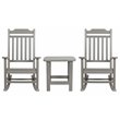 Flash Furniture Winston Resin Set 2 Rocking Chairs and Side Table in Gray