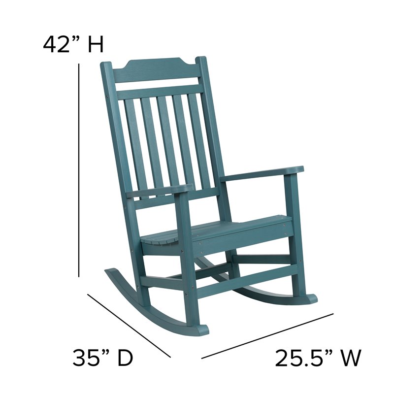Flash Furniture Winston Resin Set 2 Rocking Chairs and Side Table in Blue