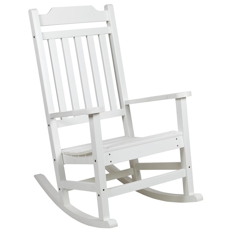 Flash Furniture Winston Resin Set 2 Rocking Chairs and Side Table in White