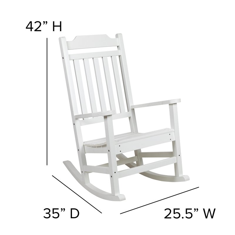 Flash Furniture Winston Resin Set 2 Rocking Chairs and Side Table in White