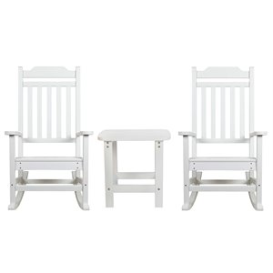flash furniture winston resin set 2 rocking chairs and side table in white