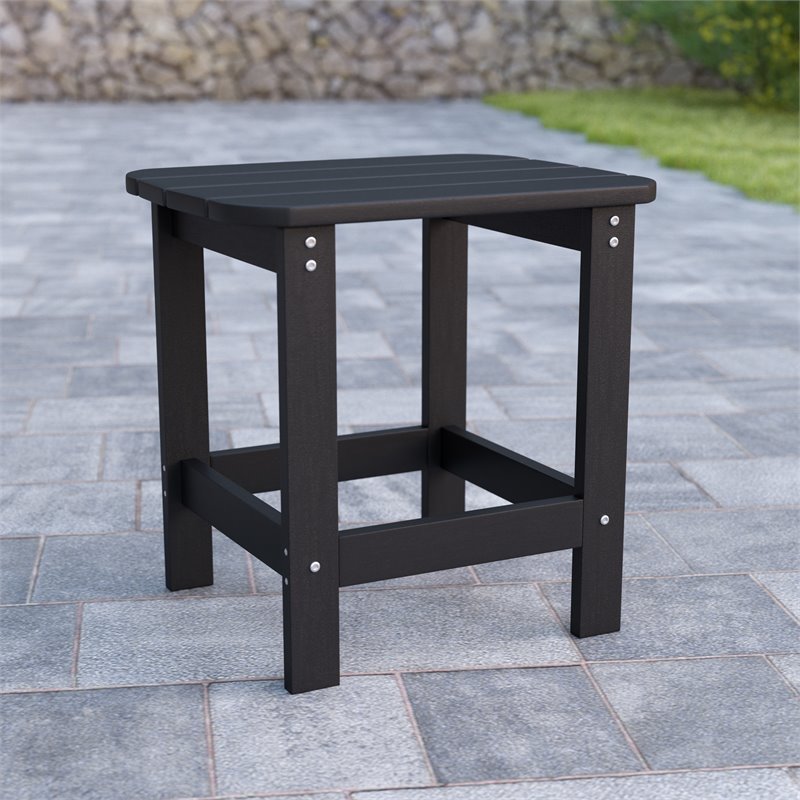 Flash Furniture Charlestown All-Weather Resin Adirondack Side Table in Black