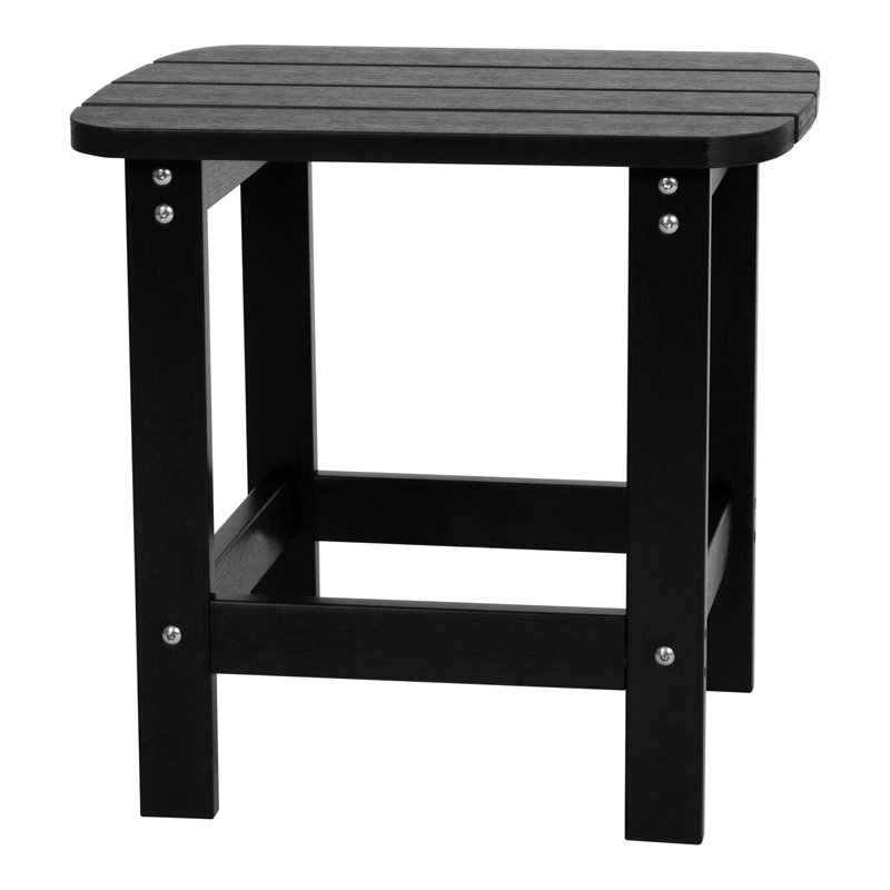Flash Furniture Charlestown All-Weather Resin Adirondack Side Table in Black