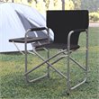 Flash Furniture Foldable Metal Camping Chair & Cupholder Side Table in Black