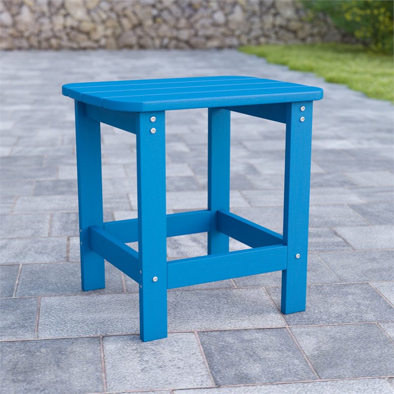 Flash Furniture Charlestown All-Weather Resin Adirondack Side Table in Blue