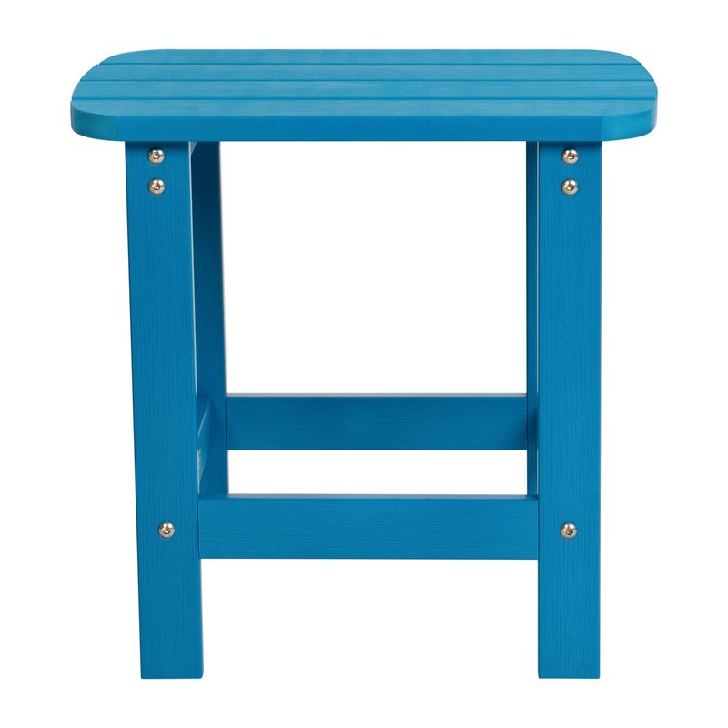 Flash Furniture Charlestown All-Weather Resin Adirondack Side Table in Blue