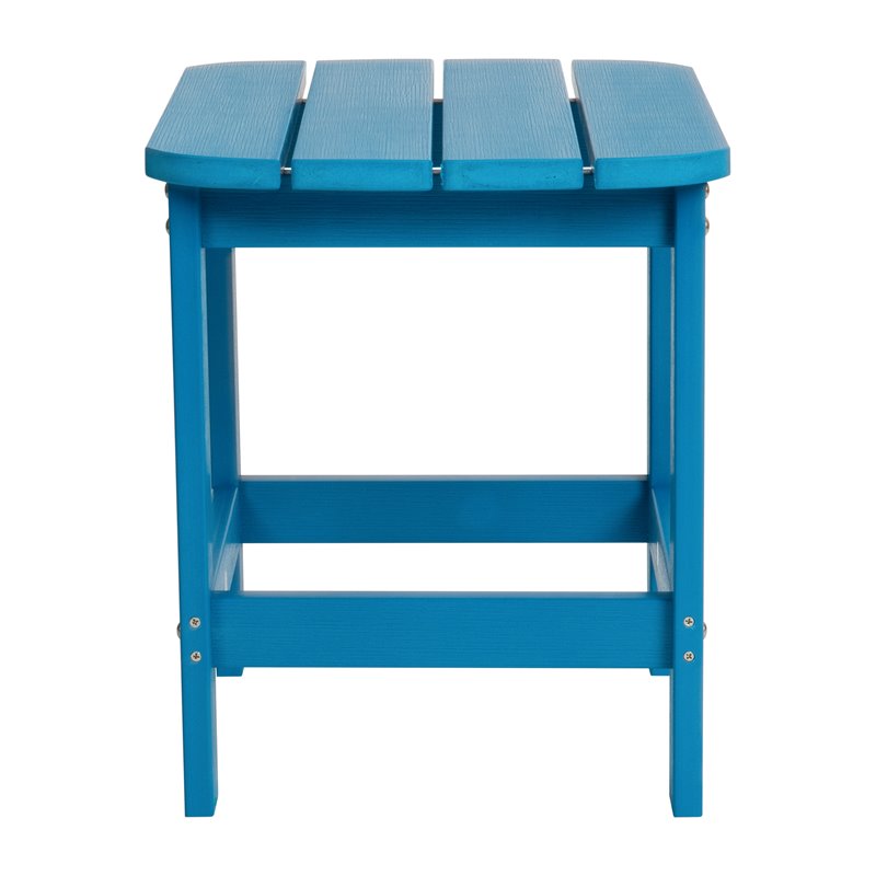 Flash Furniture Charlestown All-Weather Resin Adirondack Side Table in Blue