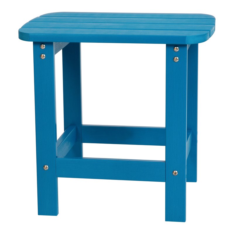 Flash Furniture Charlestown All-Weather Resin Adirondack Side Table in Blue