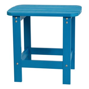 flash furniture charlestown all-weather resin adirondack side table in blue