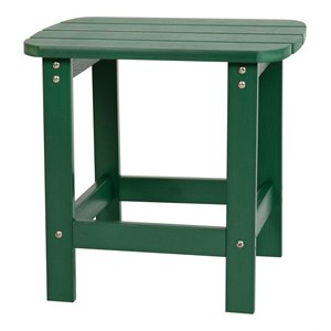 flash furniture charlestown all-weather resin adirondack side table in green