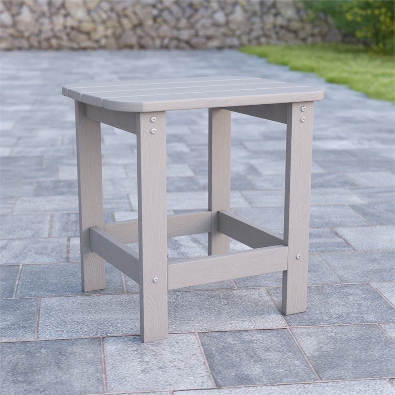 Flash Furniture Charlestown All-Weather Resin Adirondack Side Table in Gray