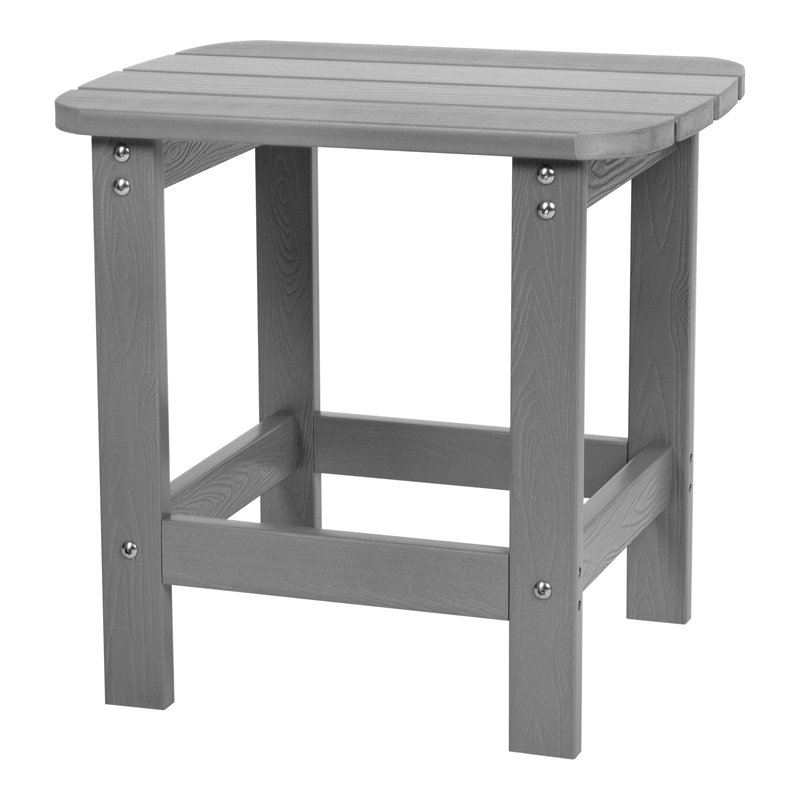 Flash Furniture Charlestown All-Weather Resin Adirondack Side Table in Gray