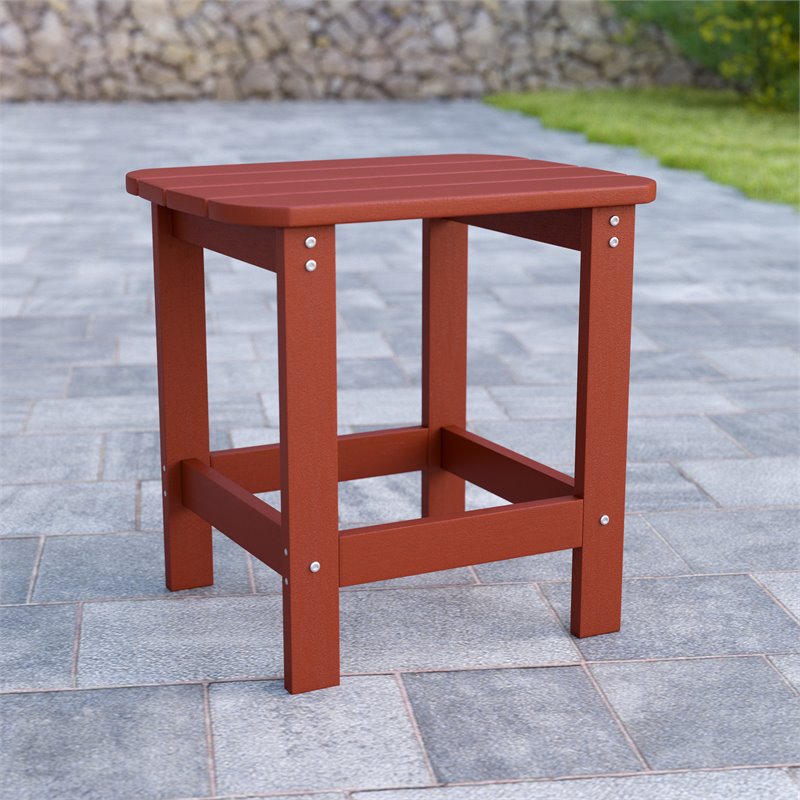 Flash Furniture Charlestown All-Weather Resin Adirondack Patio Side Table in Red