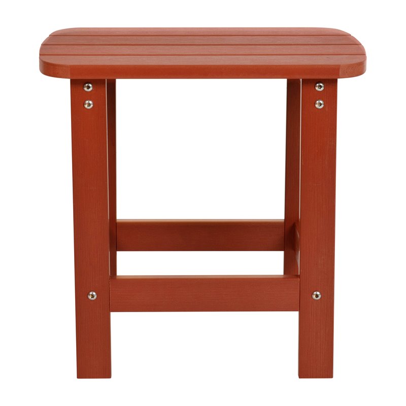 Flash Furniture Charlestown All-Weather Resin Adirondack Patio Side Table in Red