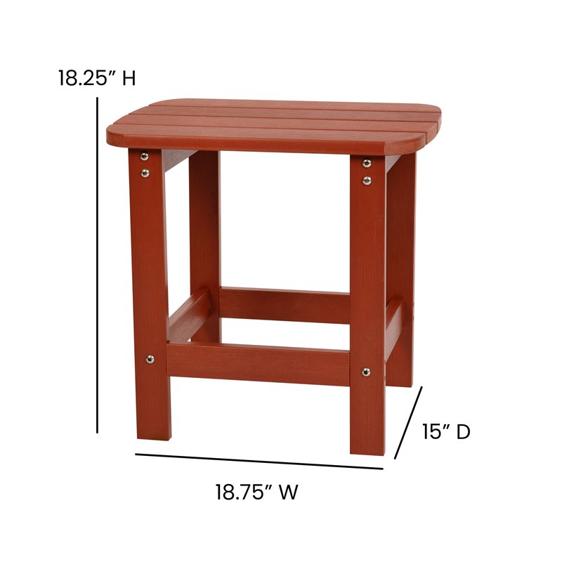Flash Furniture Charlestown All-Weather Resin Adirondack Patio Side Table in Red