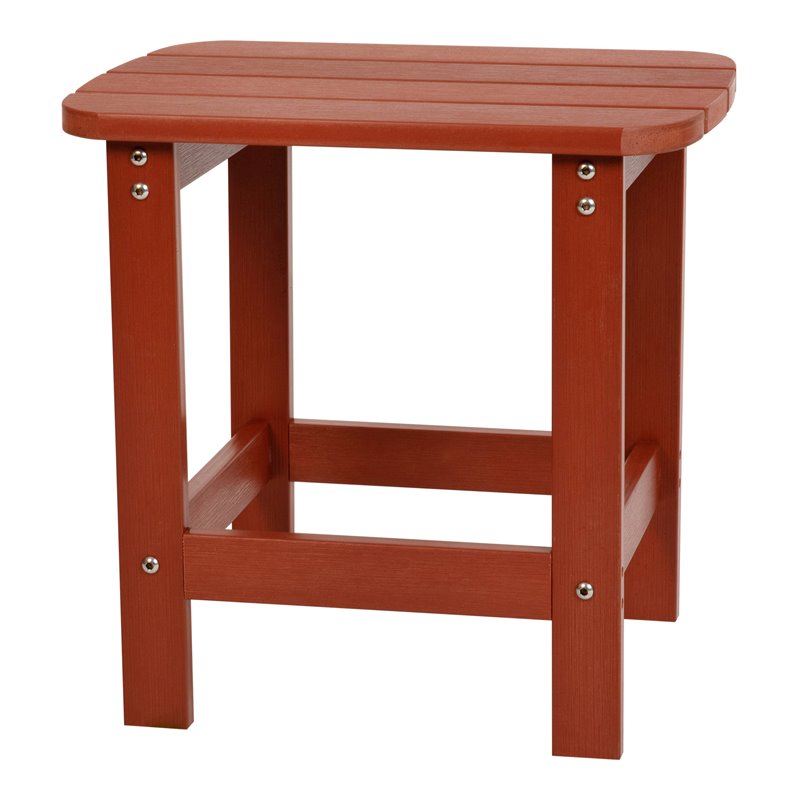 Flash Furniture Charlestown All-Weather Resin Adirondack Patio Side Table in Red